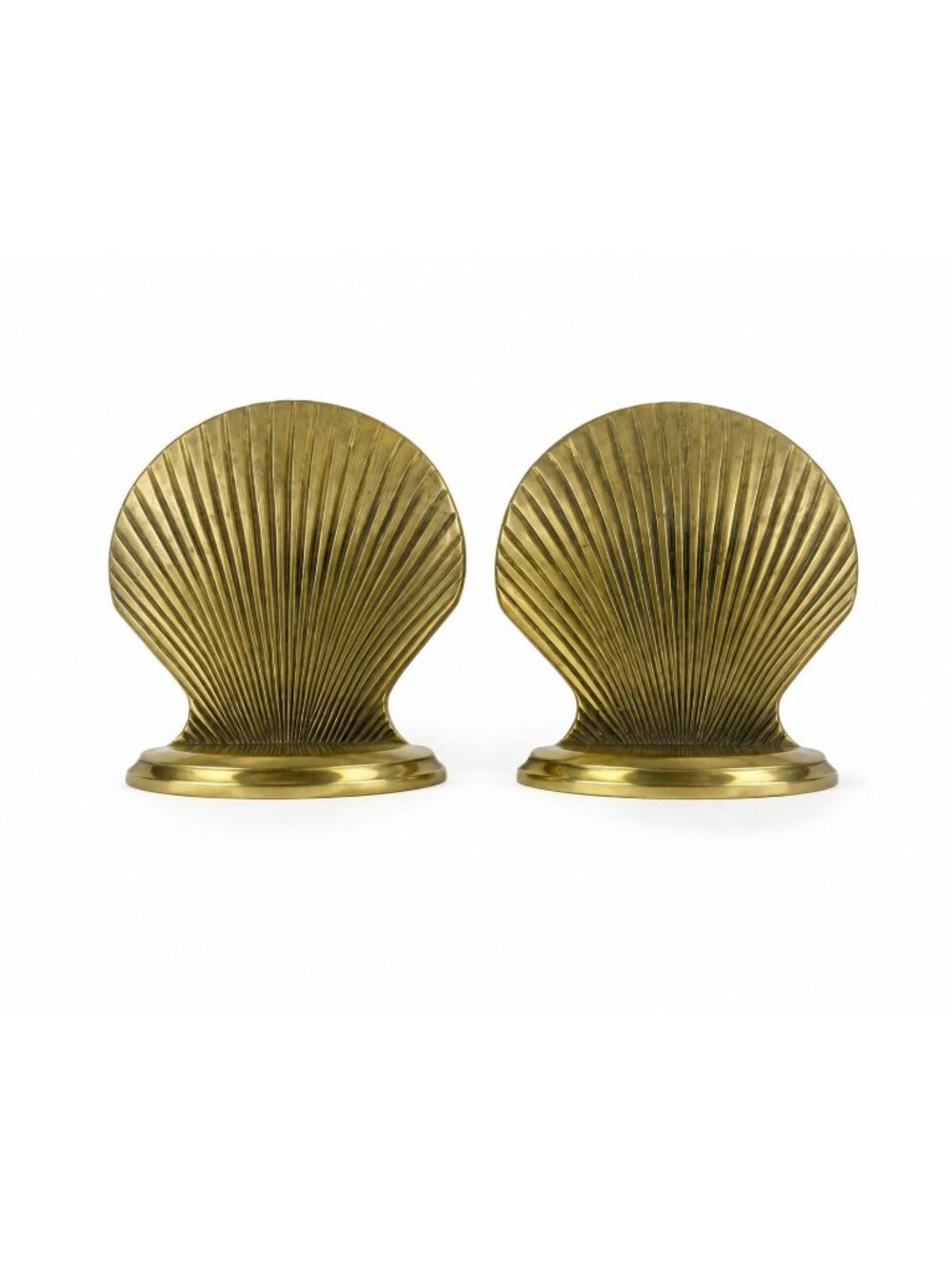 Brass Clam Shell Bookends Vintage Pair Set Coastal Grandma Traditional Beach